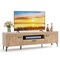 Oak Wood Grain TV Stand with Metal Legs and Cable Management Non-Slip Feet Spacious Media Storage